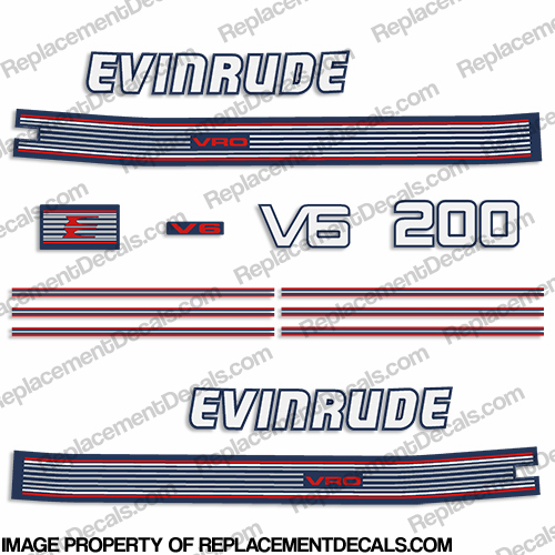 Evinrude 1990 200hp V6 Decal Kit INCR10Aug2021