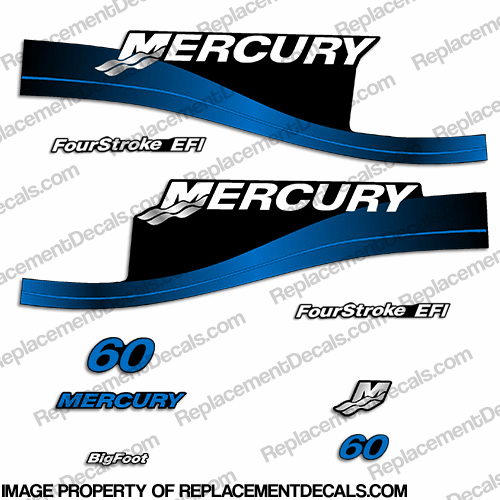 Mercury 60hp FourStroke EFI Decals (Blue) 1999 - 2004 INCR10Aug2021