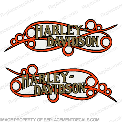 Harley-Davidson Fuel Tank Motorcycle Decals (Set of 2) - Style 17  Scroll harley, harley davidson, harleydavidson, scroll, davidson, 14126-86, 14127-86 , INCR10Aug2021