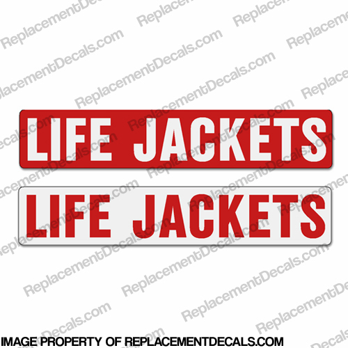Boat Label Decals - Life Jackets (Set of 2) - Red or White Background INCR10Aug2021