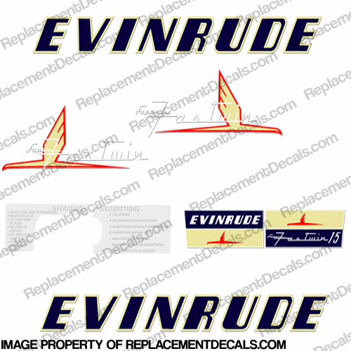 Evinrude 1954 15hp Decal Kit 1954, 54, 54, vintage, INCR10Aug2021