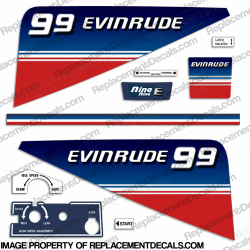 Evinrude 1980 9.9hp Decal Kit evinrude 9.9, 80, INCR10Aug2021