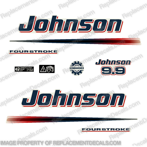 Johnson 9.9hp 2002 - 2007 Decals johnson, outboard, outboards, engine, motor, decal, kit, set, ocean, pro, red, 4, stroke, four, fourstroke, four stroke, 9.9, 9.9hp, 9hp, 10hp, 9, 2002, 2203, 2204, 2005, 2006, 2007
