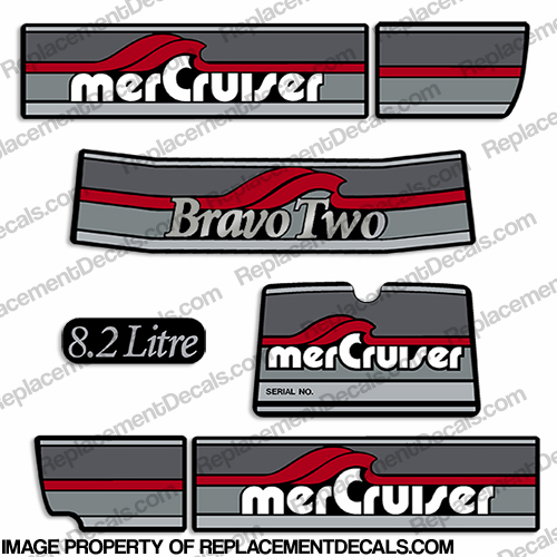 Mercruiser 1986-1998 Bravo Two 8.2 Liter Decals INCR10Aug2021