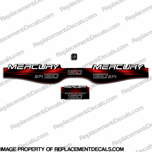 Mercury 150hp EFI Decals - 1994 - 1999 (Red) mercury, 1994, 1995, 1996, 1997, 1998, 1999, decal, decals, kit, set, stickers, outboard, 150, 150hp, 150 hp, 