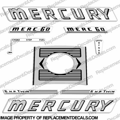 Mercury 1962 6HP Outboard Engine Decals INCR10Aug2021