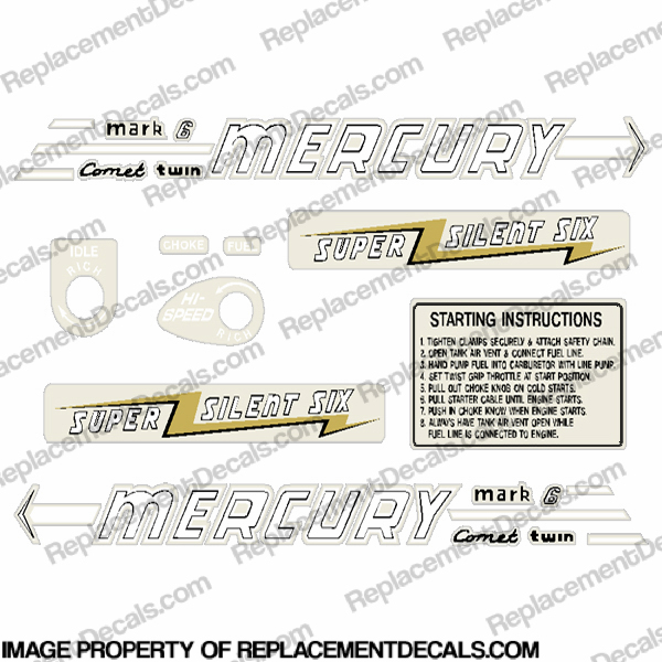 Mercury 1956 6HP Outboard Engine Decals INCR10Aug2021