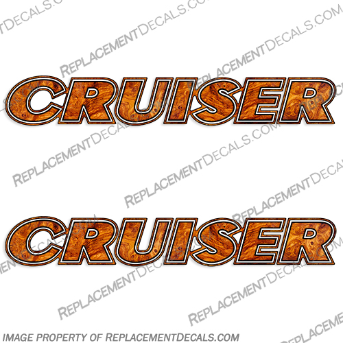Vintage "Cruiser" RV Decals (Set of 2) - Faux Wood vintage, cruiser, by, gulfstream, new, rv, motorhome, camper, travel, trailer, decals, stickers, kit