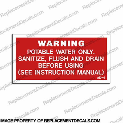 Warning Potable Water Label Decal INCR10Aug2021