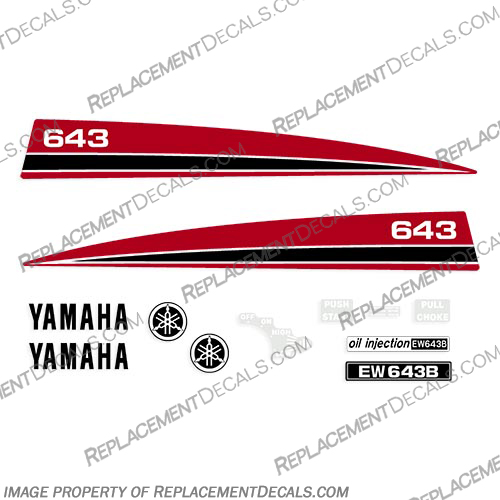 Yamaha EW643B Snowmobile Decals - 1973 snowmobile, decals, yamaha, sled, stickers, decals, snow, mobile, ew643b, ew, 643, b, set, 1973, 73,
